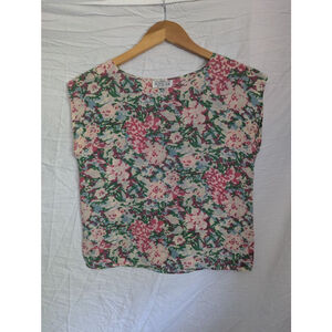 Vtg Royal Silk 100% Silk Short Sleeve Blouse Floral Women Sz S Cottagecore‎ EUC